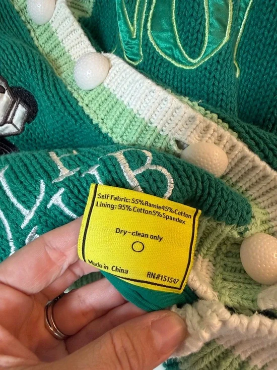 NO! JEANS Gone Golfing Cardigan in Golf Green 4 large - Picture 6 of 7